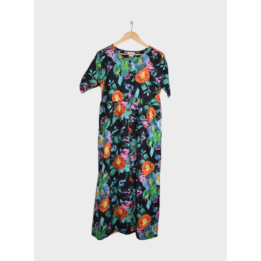 Vintage Sita Jumpsuit Womens Large Floral Short Sleeve Flowy Strawbridge NEW